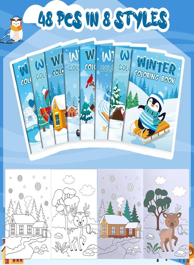 Containlol 48 Pcs Winter Coloring Books Mini Penguin Reindeer Snowman Activity Books Bulk Polar Animals Party Favors for Winter Holiday Gifts Xmas Goodie Bags Stuffers Home Classroom Activity Supplies - Image 3